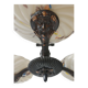 Art Deco bronze three-arm chandelier with marbled glass shades.