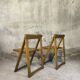 Pair of vintage folding wooden chairs by Aldo Jacober