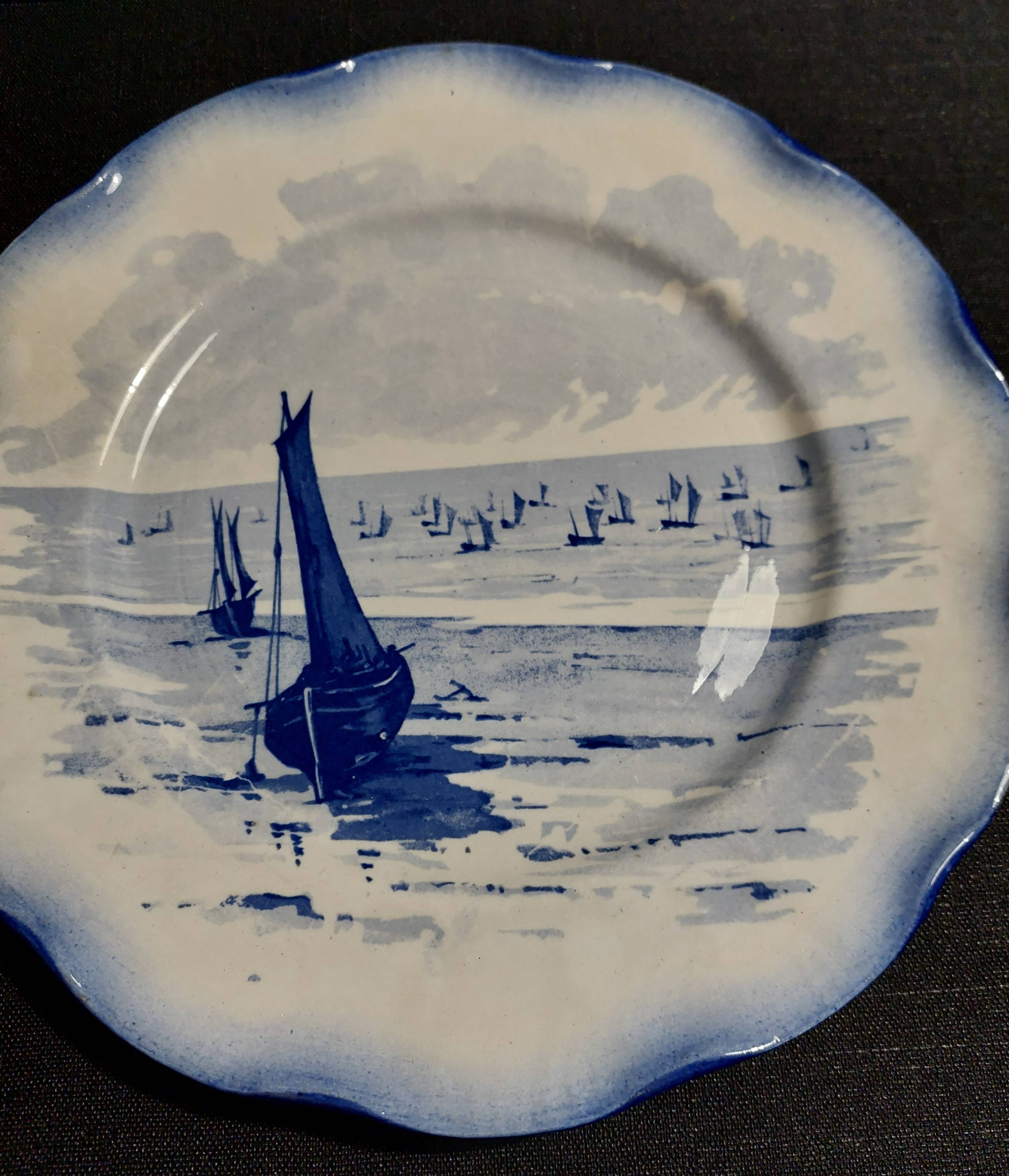 Sarreguemines earthenware plate with Marine decor late 19th century early 20th century