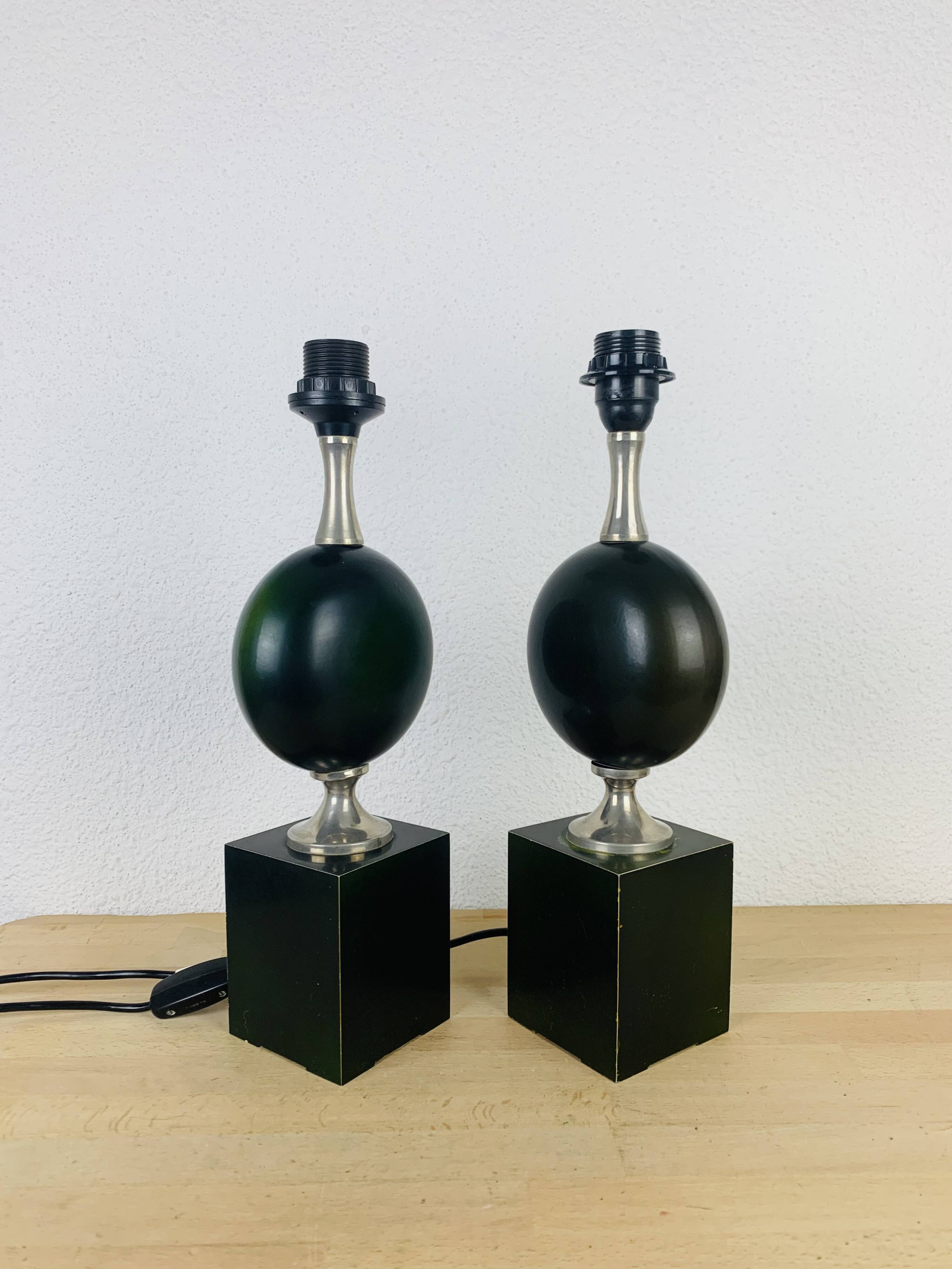 Paire de lampes Philippe Barbier années 70, vintage