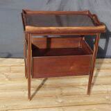 Mahogany service with flaps with removable glass top 67 x 46 cm