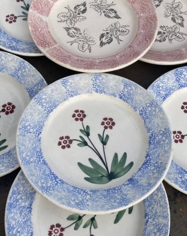 6 mismatched Sarreguemines plates