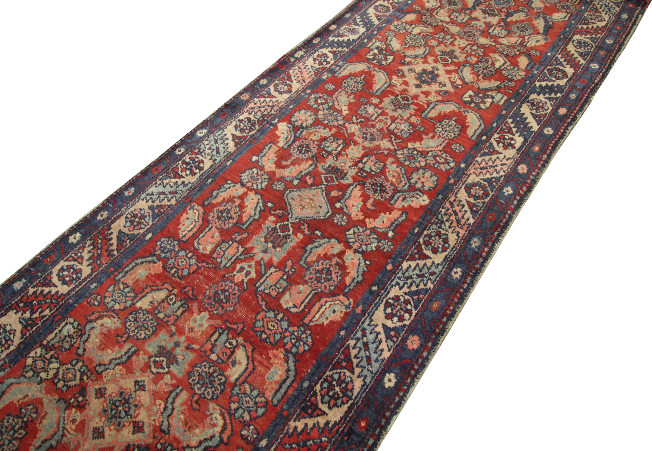 Indian runner rug, long handwoven  mahal carpet  95x447cm