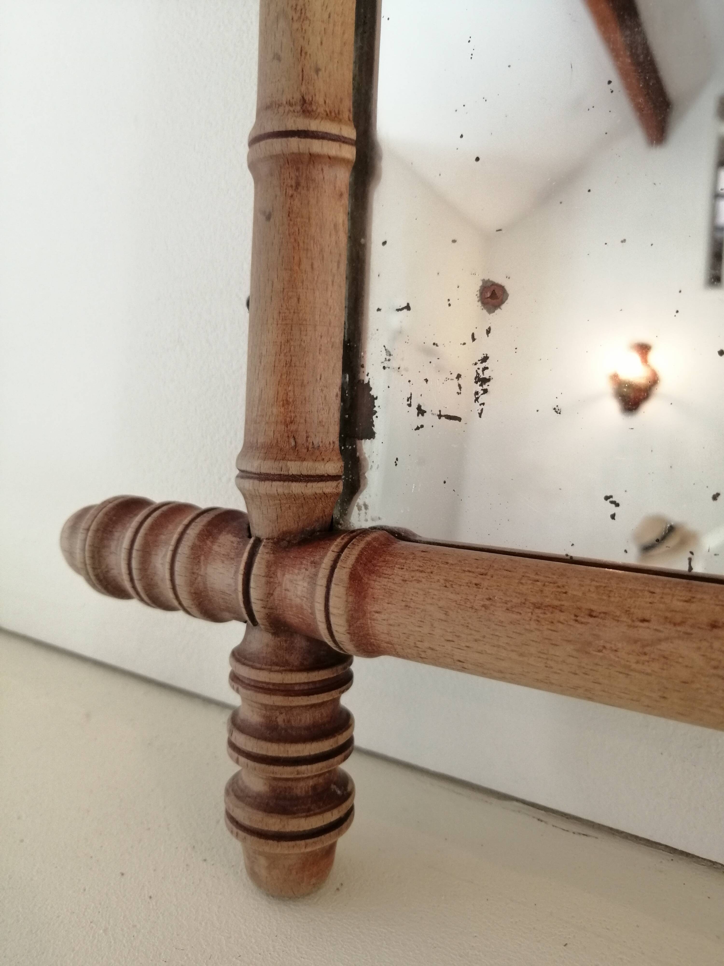 Set of vintage wood mirrors bamboo effect