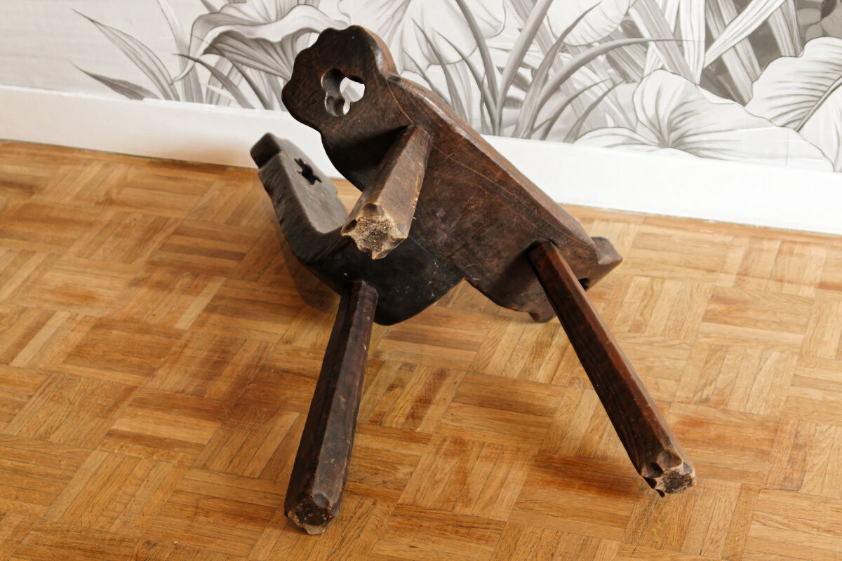 Brutalist chair in raw wood