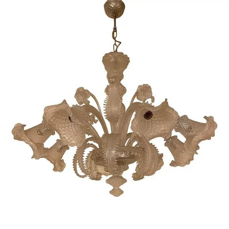 Italian Style Murano Glass in Transparent and Sand Chandelier by Simoeng