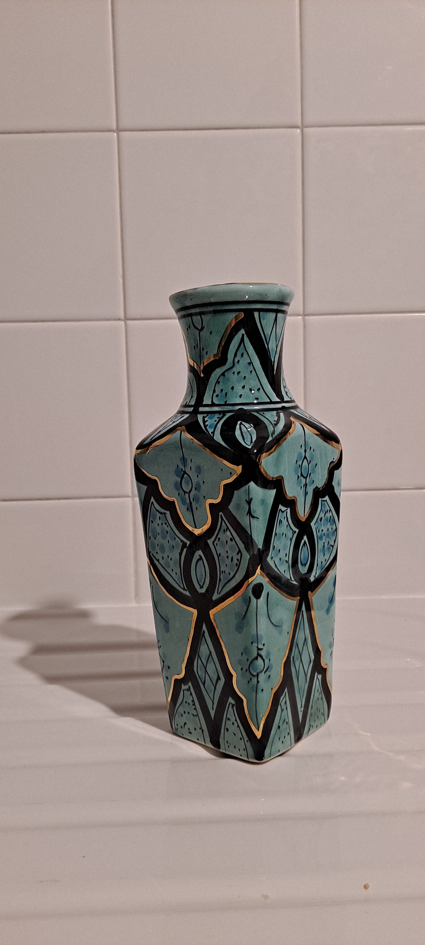 Vase bleu et or Azouz Kharraz Tunisie
