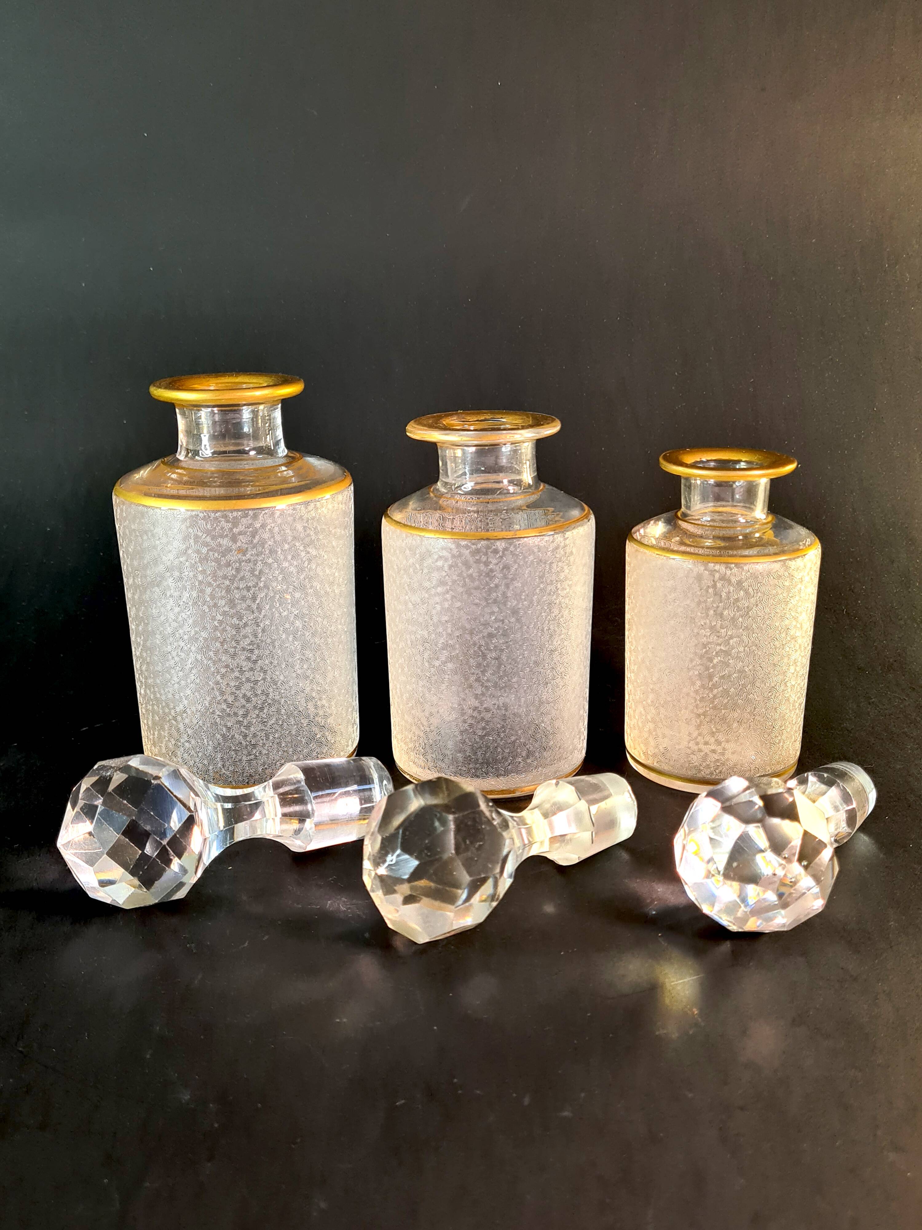 Napoleon III frosted crystal toilet set by Saint Louis