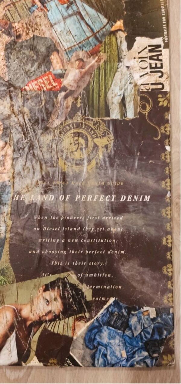 Affiche publicitaire Diesel – “The Land of Perfect Denim” – Style collage