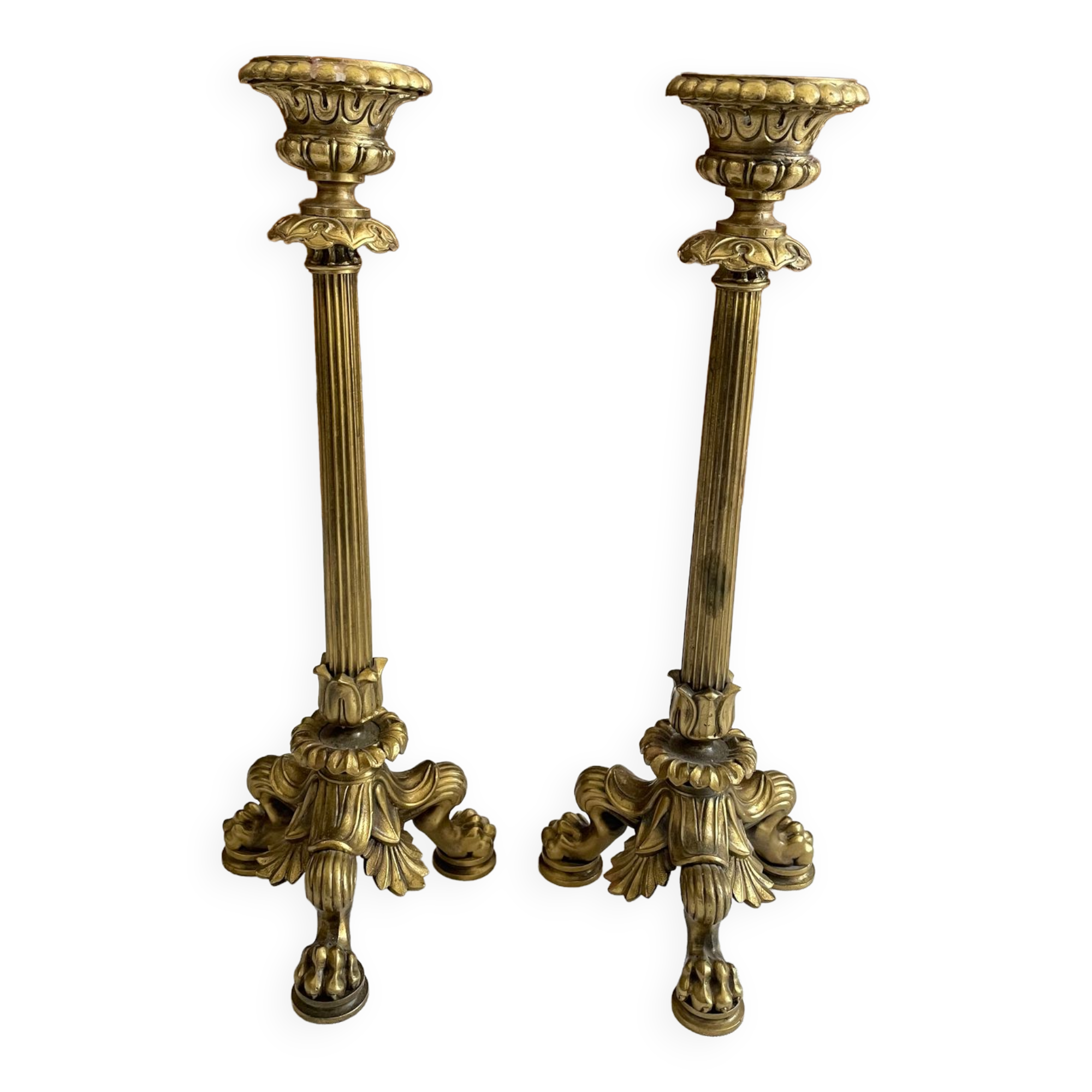 Pair of bronze candle holders