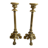 Pair of bronze candle holders