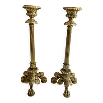 Pair of bronze candle holders