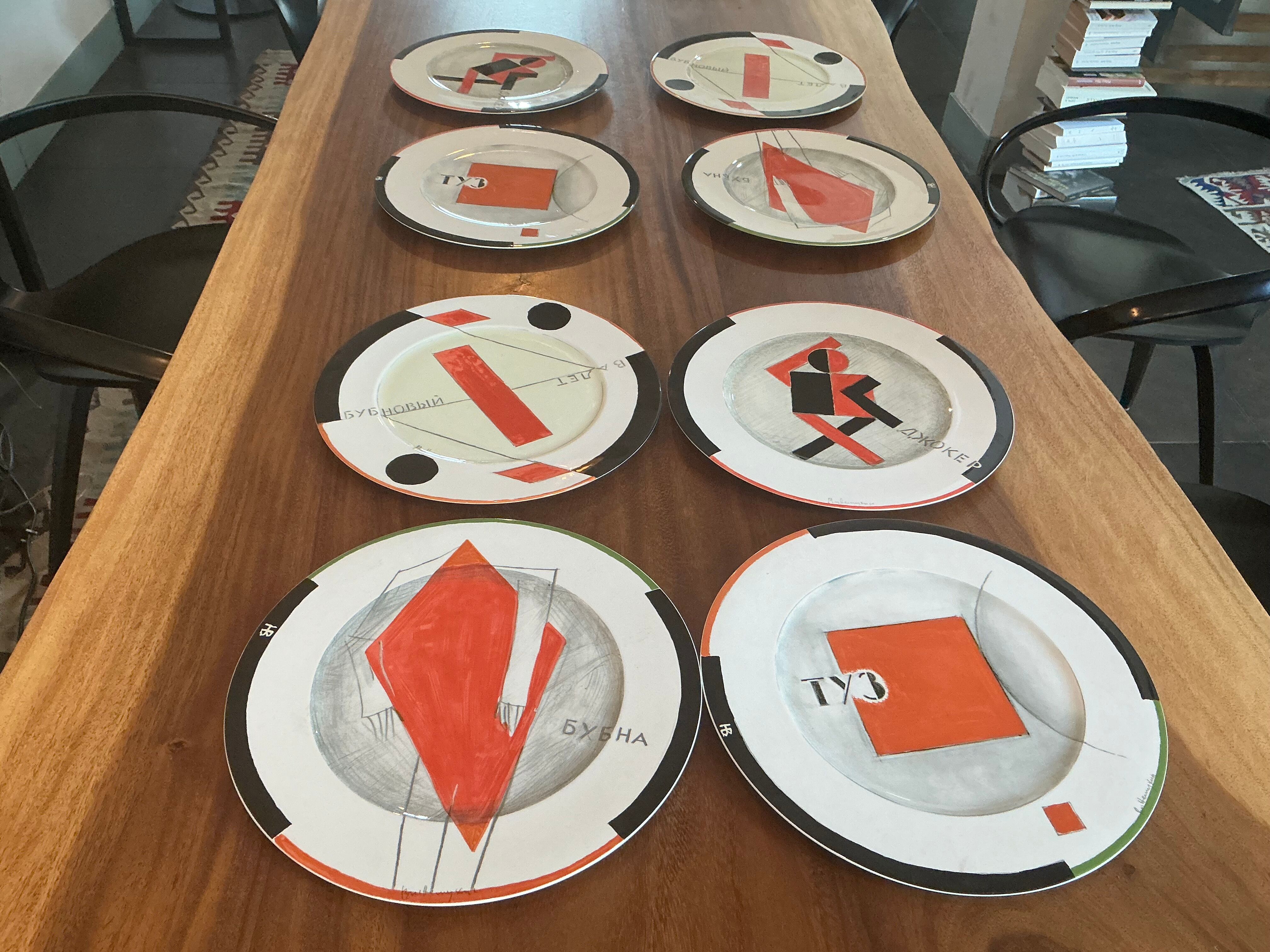 Set of 8 Constructivist plates