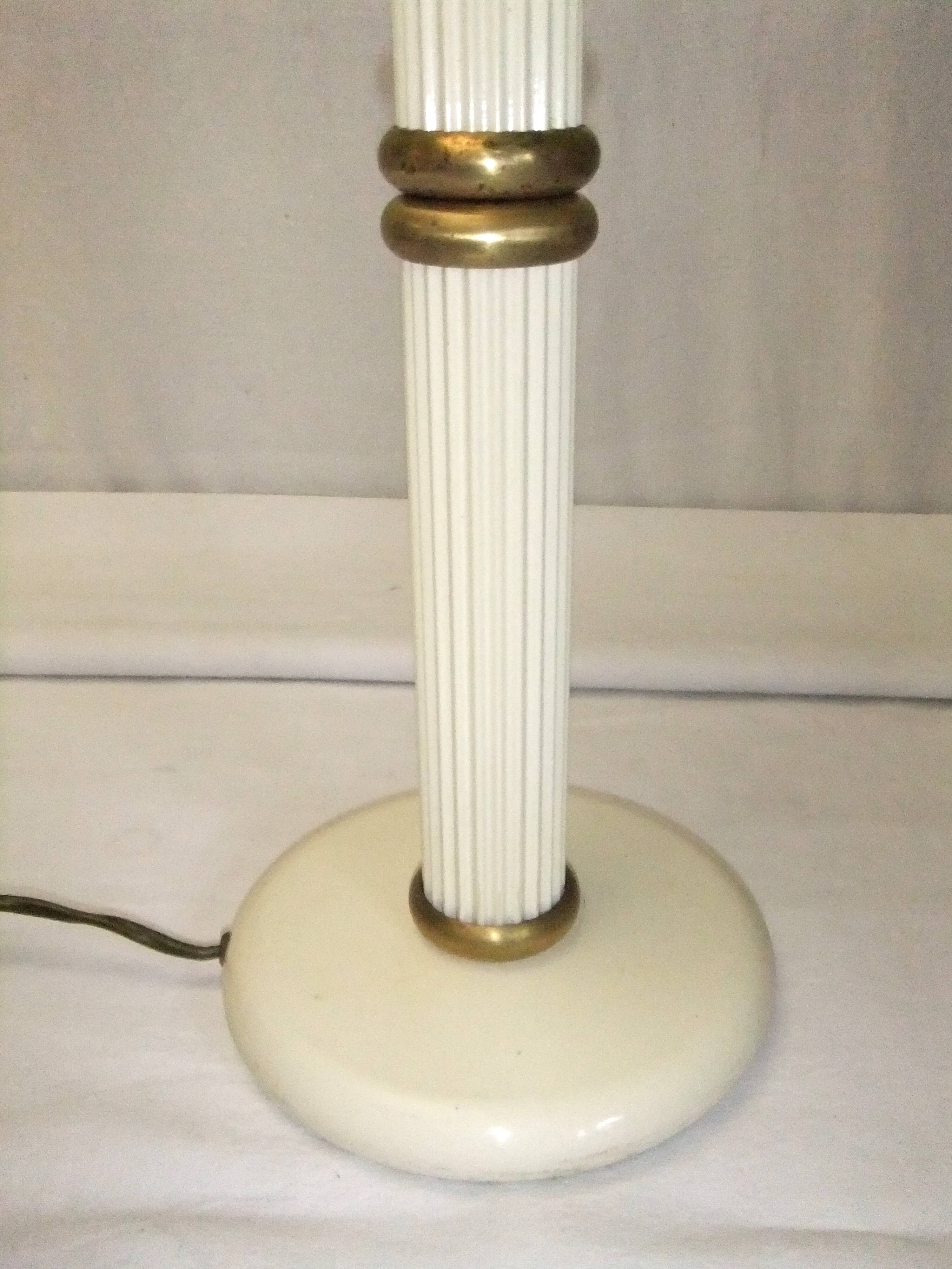 Large vintage column lamp from the 50s, molded glass floor lamp