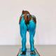Sculpture d’un cheval Tang en faïence bleue turquoise