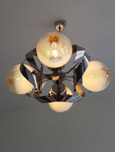 Mazzega Murano Space Age Chandelier 70s