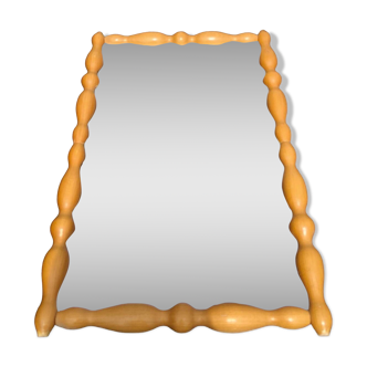 Turned wooden mirror