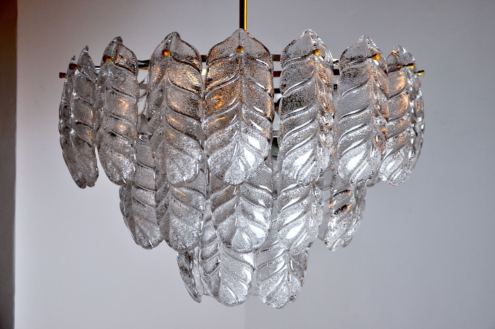 Lustre "Leaves" by Mazzega glass from Murano, Italy, 1970