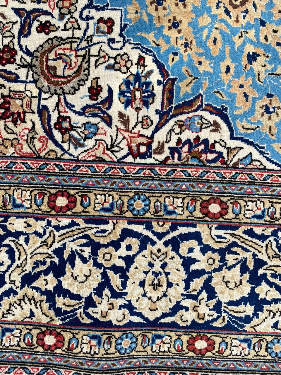 Ancient Persian carpet Ghoom wool and silk 142x222 cm
