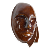 Signed brown enamel mask