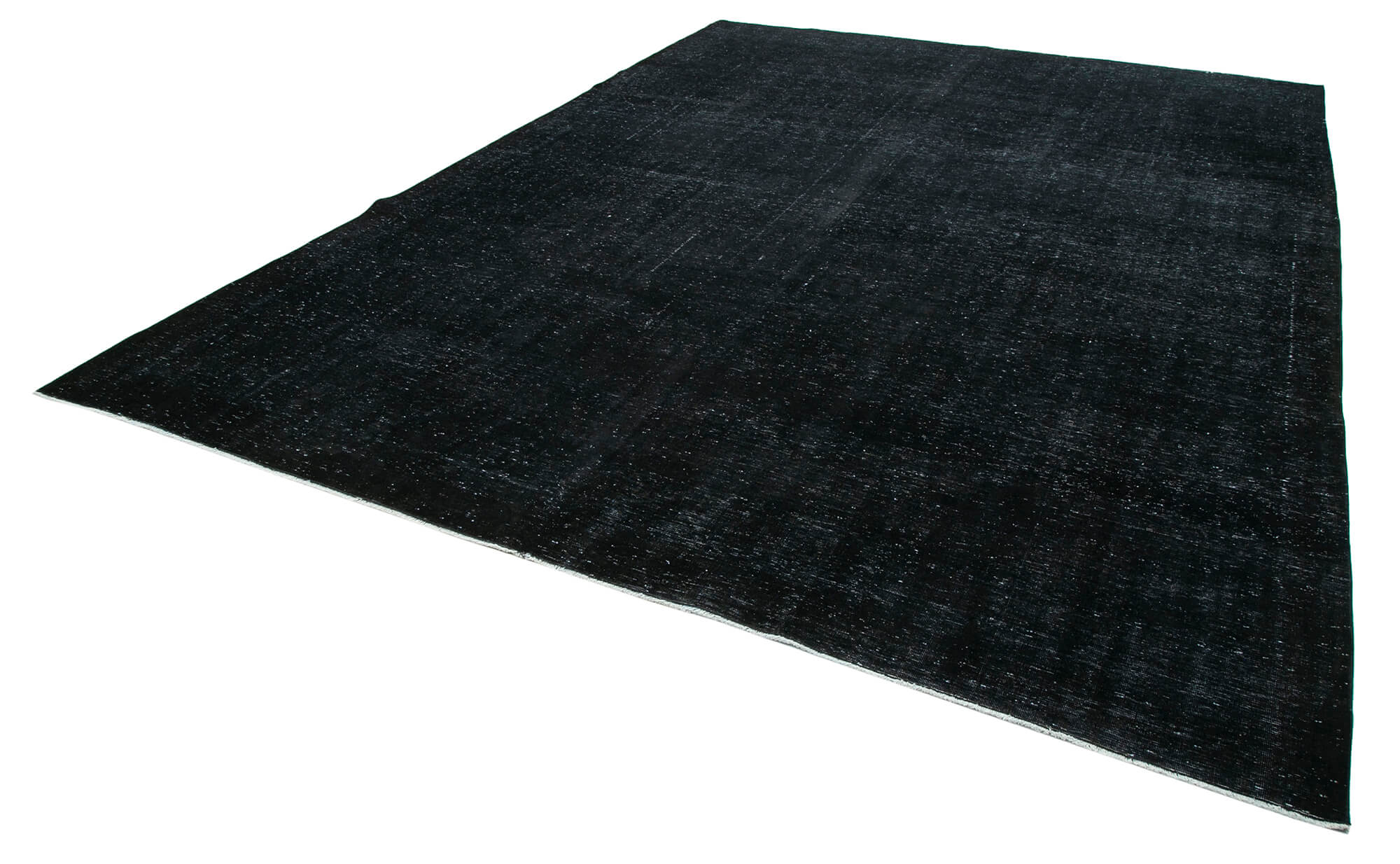 Handmade oriental overdyed 298 cm x 413 cm black wool carpet