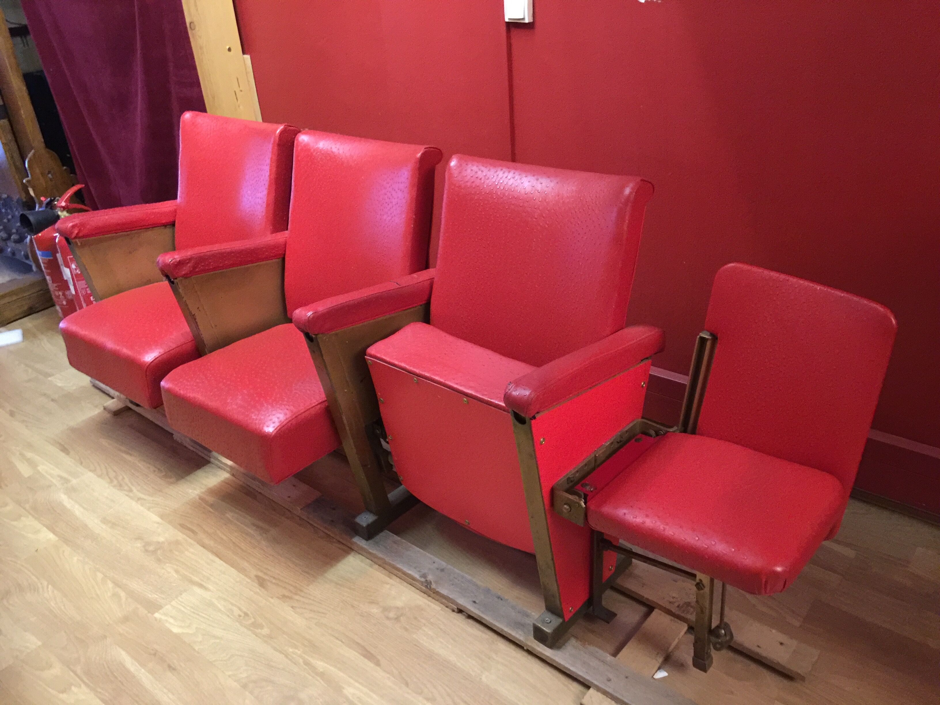 Chairs cinema years 50-60 imitation leather 3 Chair and a folding seat