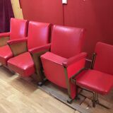 Chairs cinema years 50-60 imitation leather 3 Chair and a folding seat