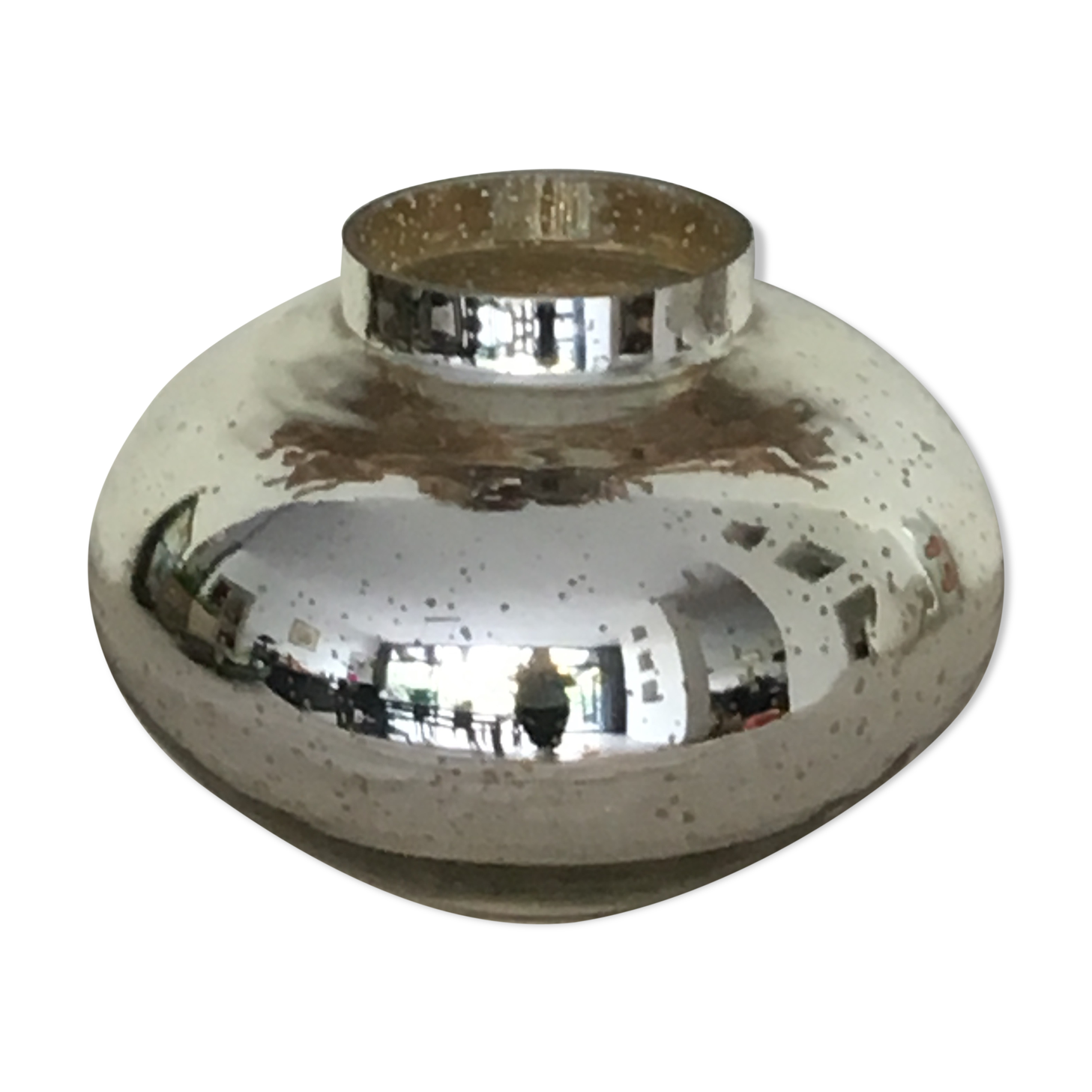 Vase boule en verre mercurisé