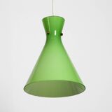Very beautiful Mid Century flashed glass Diabolo pendant lamp in Green