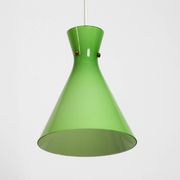 Very beautiful Mid Century flashed glass Diabolo pendant lamp in Green