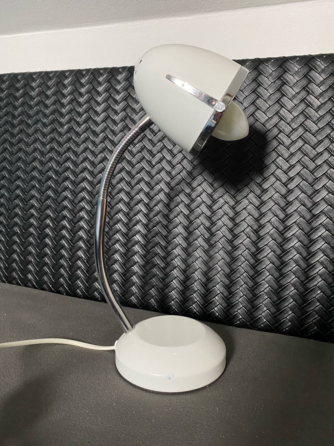 Mathias chrome and white vintage bedside desk lamp