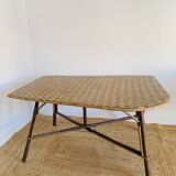 Large free-form rattan table