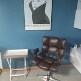 Fauteuil de barbier / bureau pivotant 1960 cuir et chrome