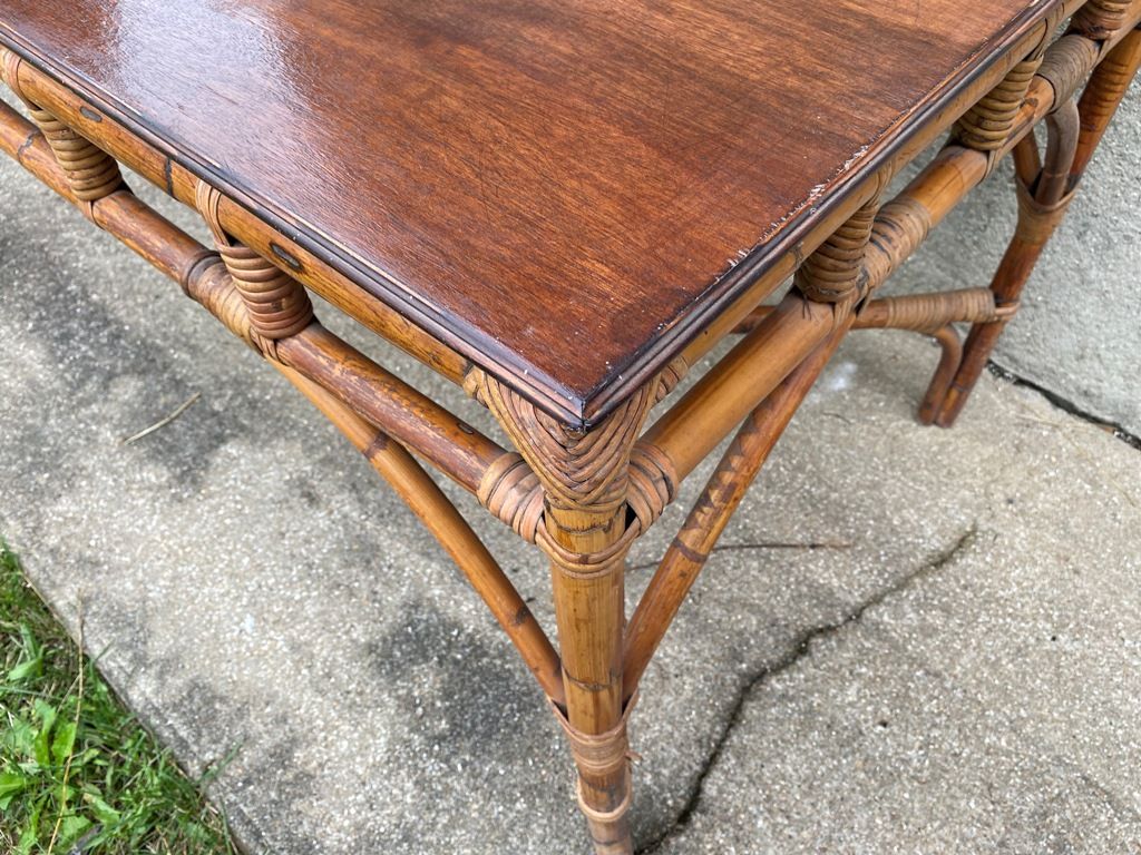 Vintage rattan dining table 70s