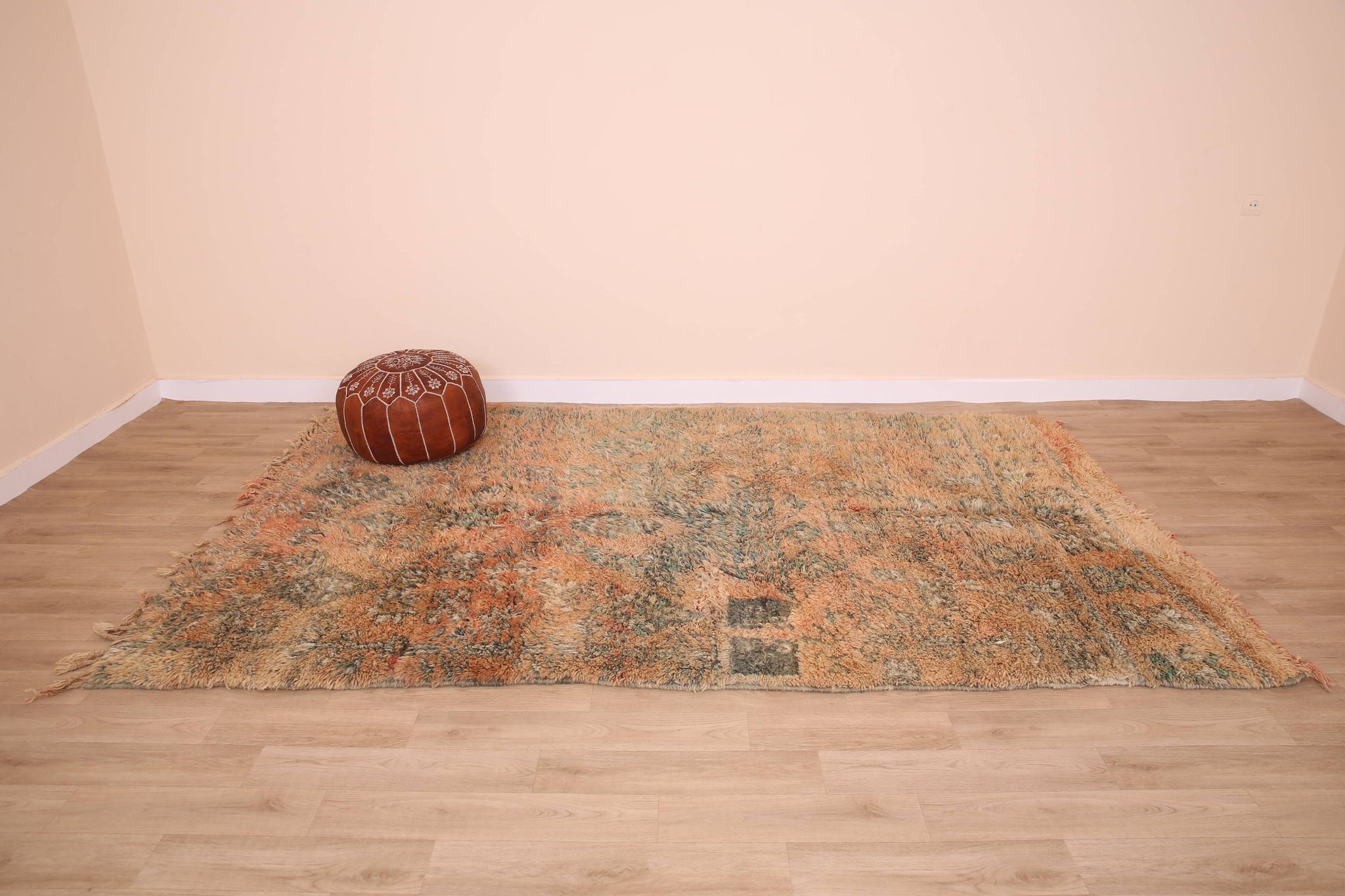 Peach Vintage Moroccan Rug 182 x 294 cm, Berber Wool Rug Handmade, Boho Rug