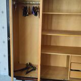 3-door wardrobe from the 60s - Art Deco / mid-century modern - tapered legs with metal feet.