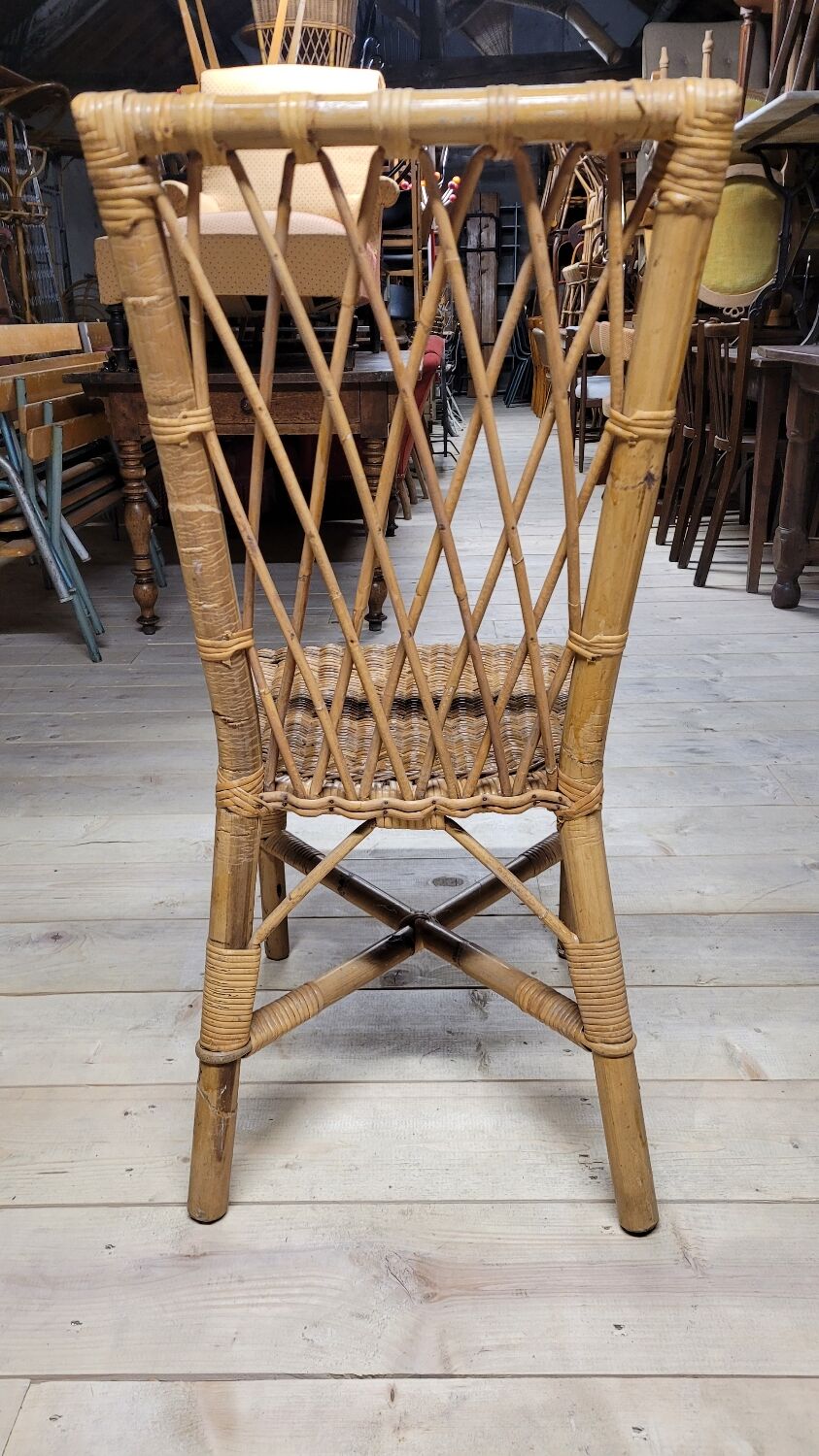 Vintage rattan office chair - 1950s
