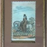 Gravure équestre dessin ancien amazone