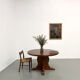 Brutalist round table in solid oak, 1960s.