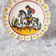 Old Spanish ceramic plate of the nineteenth century hand painted. Unique piece