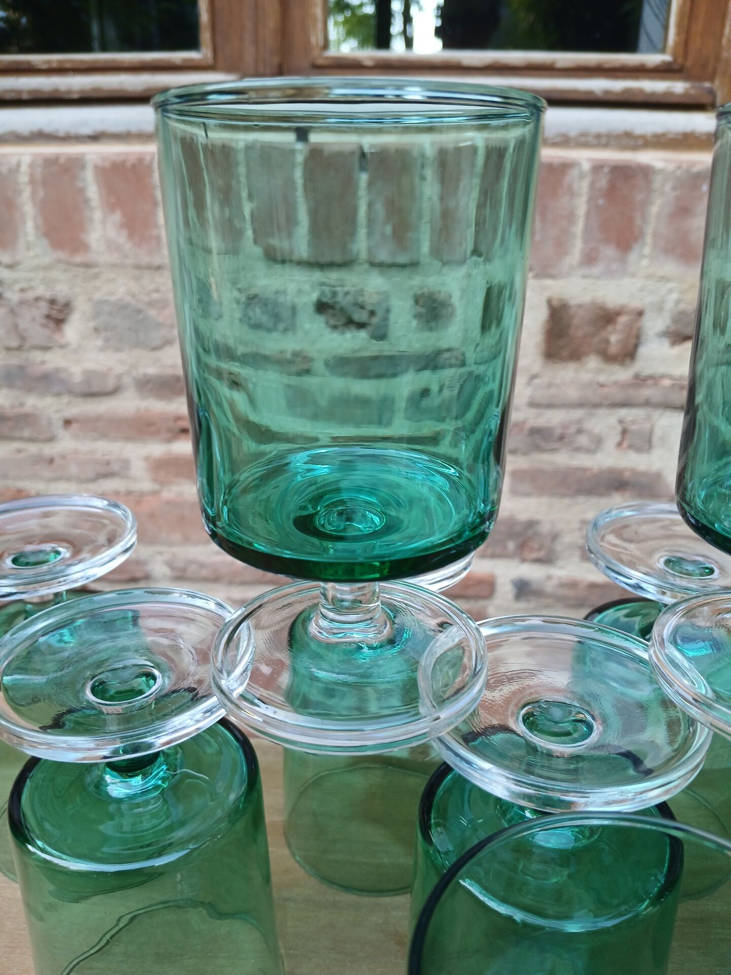 10 antique Luminarc stemmed glasses