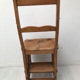 Chaise   escabeau bibliothèque en chêne années 50-60