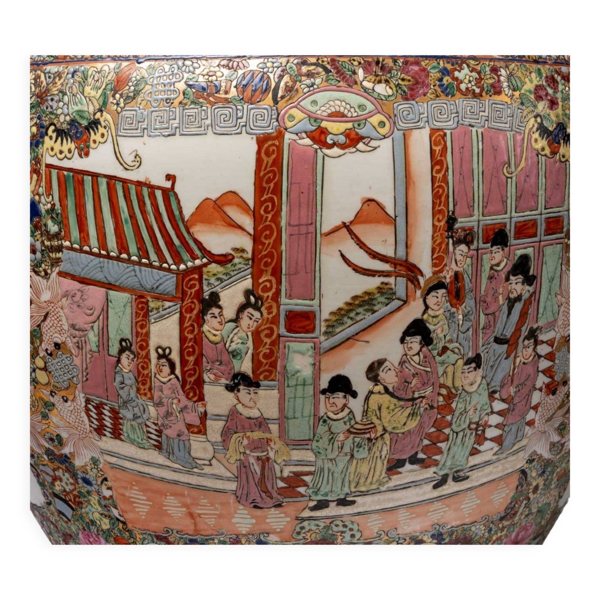 Pair fish aquarium - chinese porcelain - cloisonné enamel - canton - epoch: xxth century