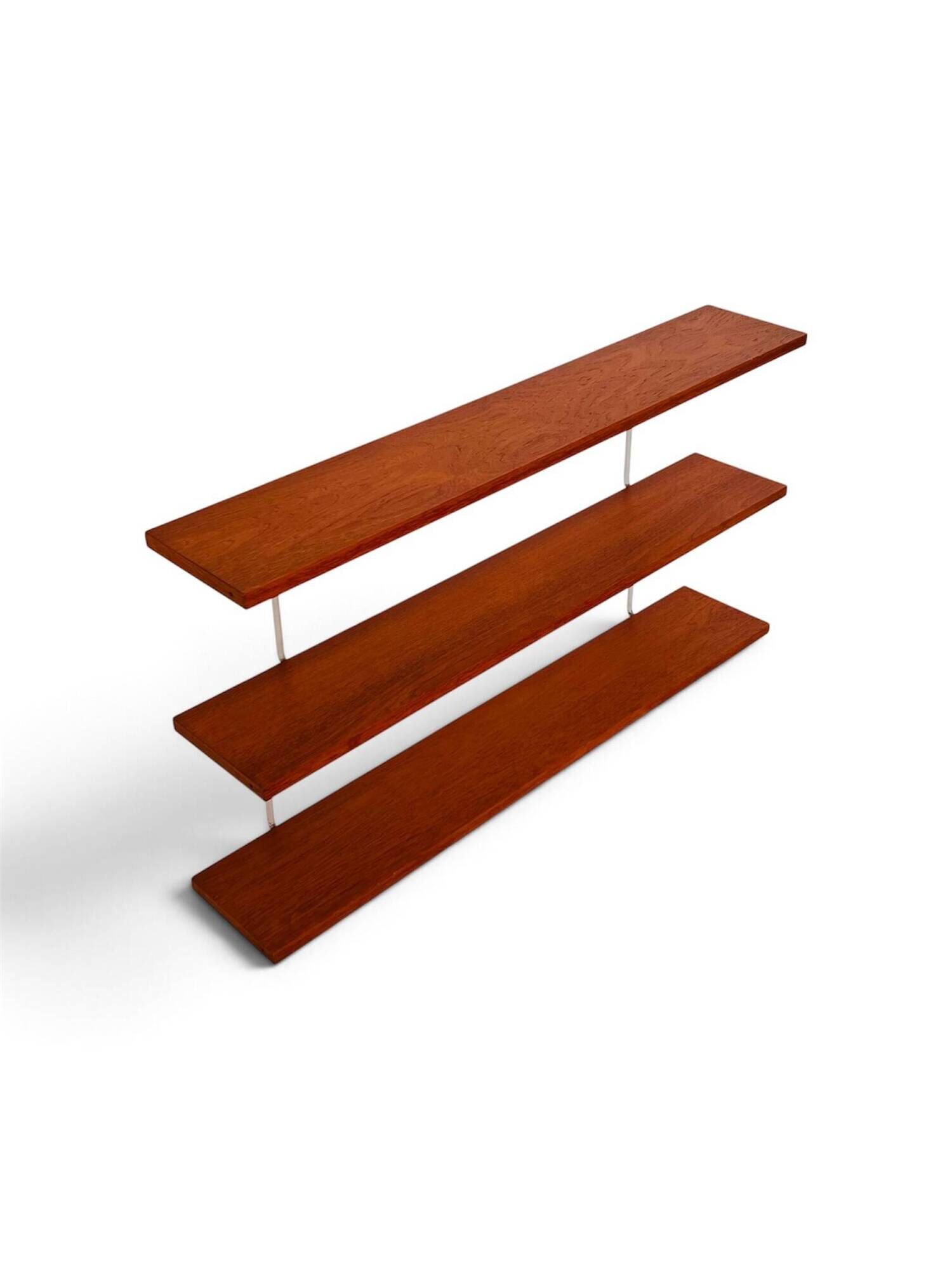 Three-tier bookshelf in teak veneer and metal, France 60s