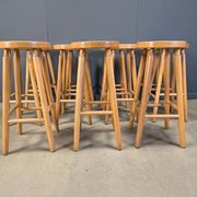 Alpine style chalet stools in wood, set of 9 - 1970s