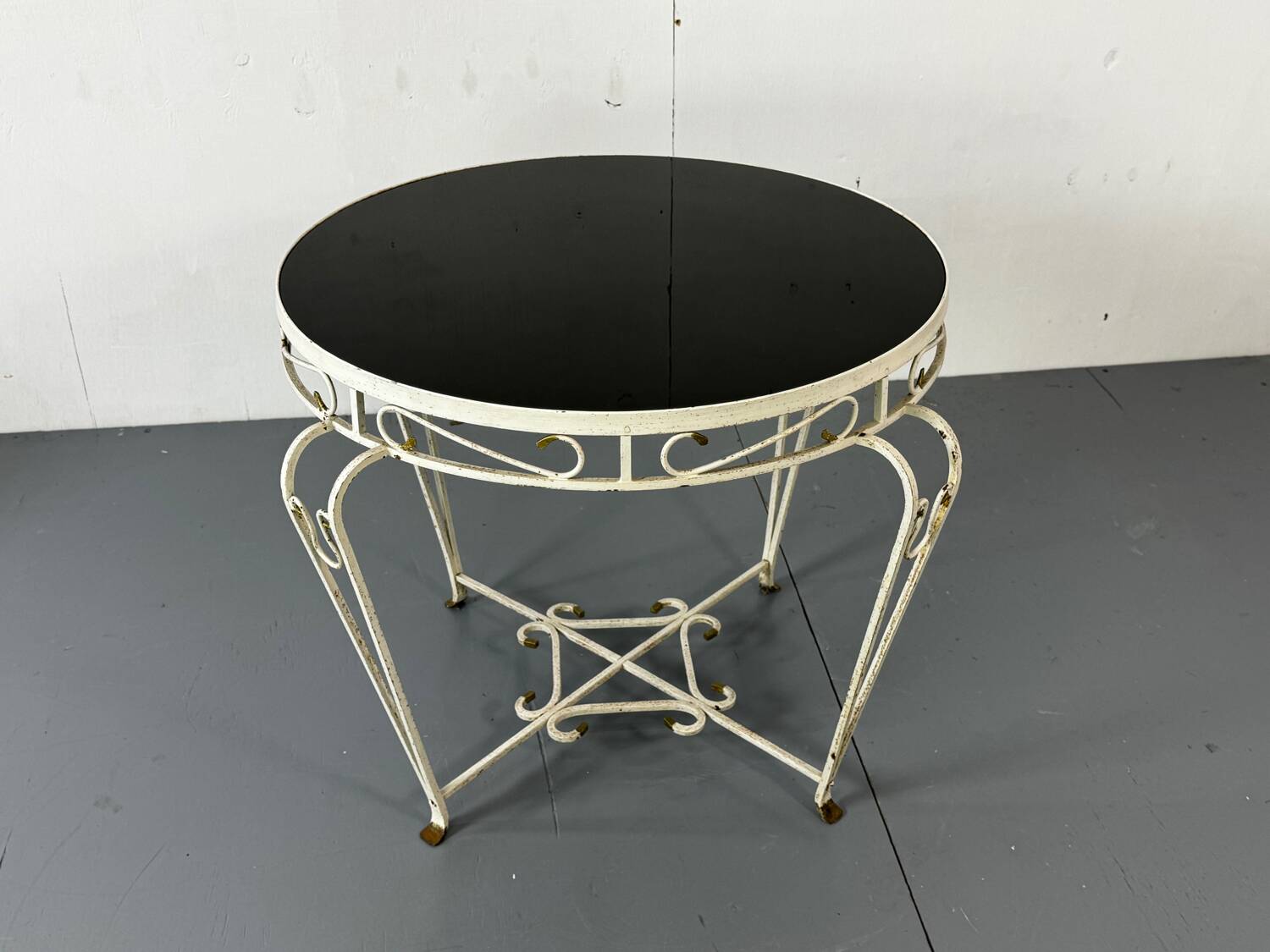 Side table in iron and glass in French Regency style, 1950s.