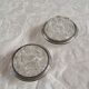 Pair of glass moulded flower vases and silver-plated metal – Art Deco style