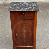 Louis Philippe mahogany bedside table from the 19th century with gray marble