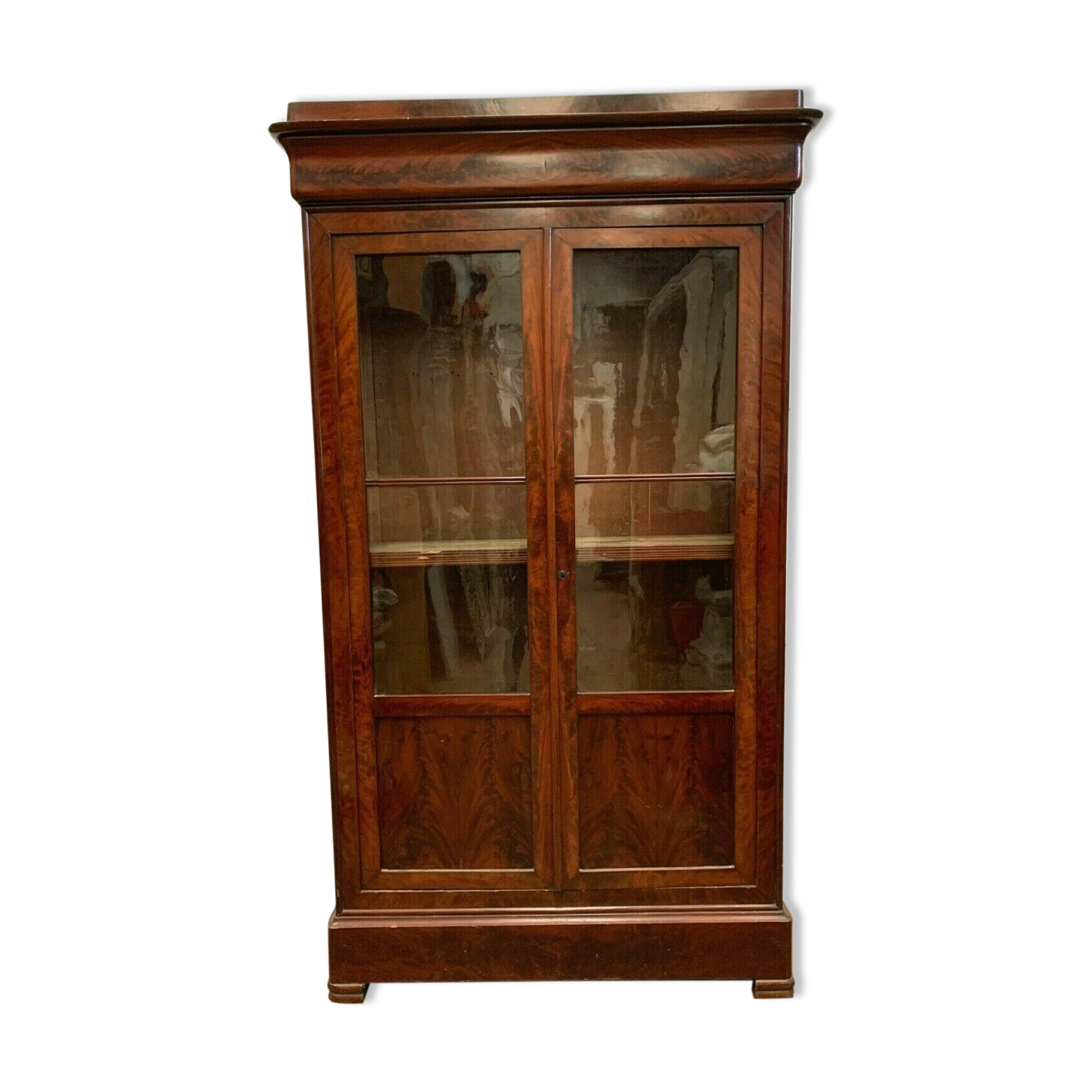 Louis Philippe vintage window in mahogany two 19th century glass doors