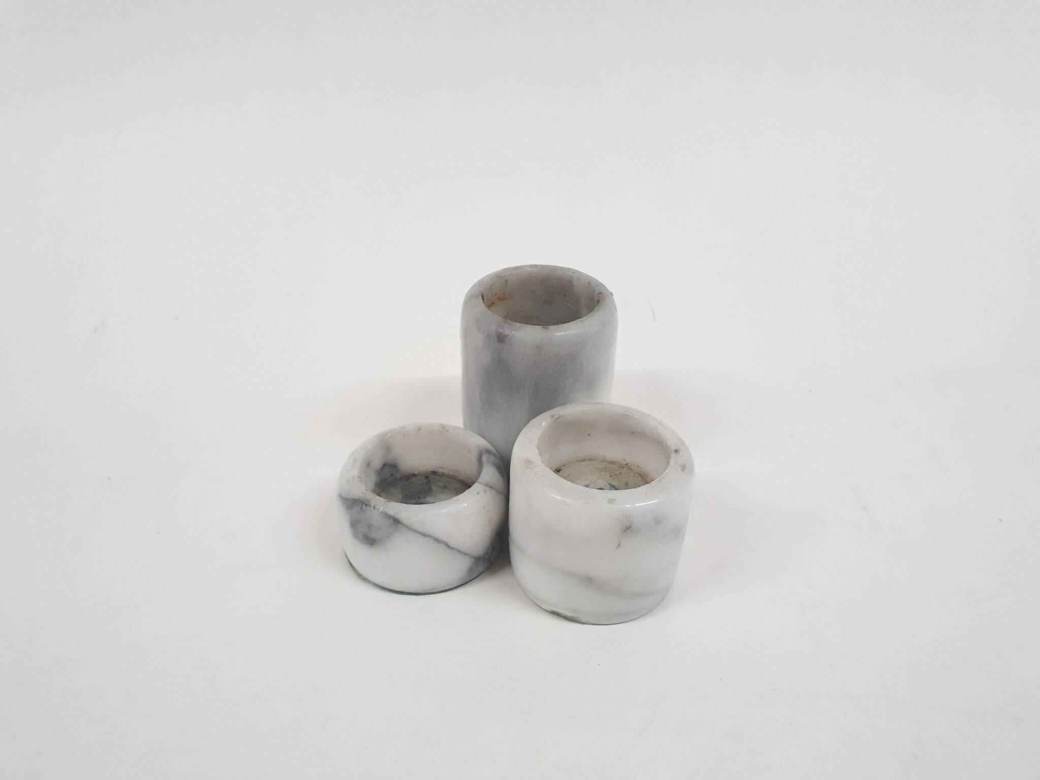 Set of three marble candle sticks, Italy 1970's